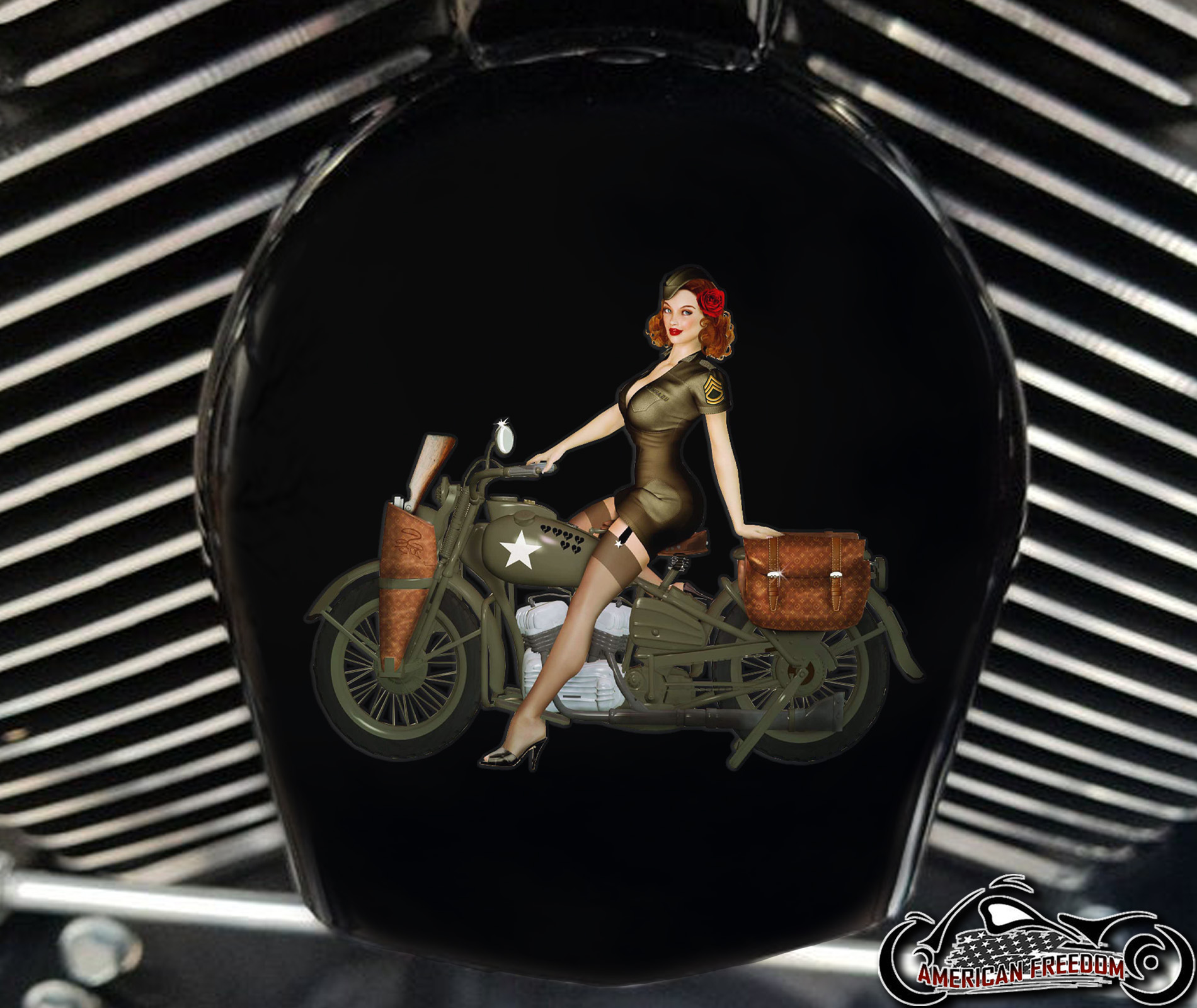 Custom Horn Cover - Pin Up Motorcycle